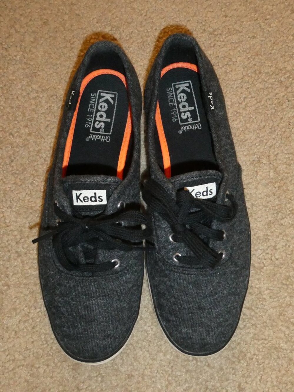 Keds Ortholite Women's Dark Heather Gray Lace Up Sneakers
